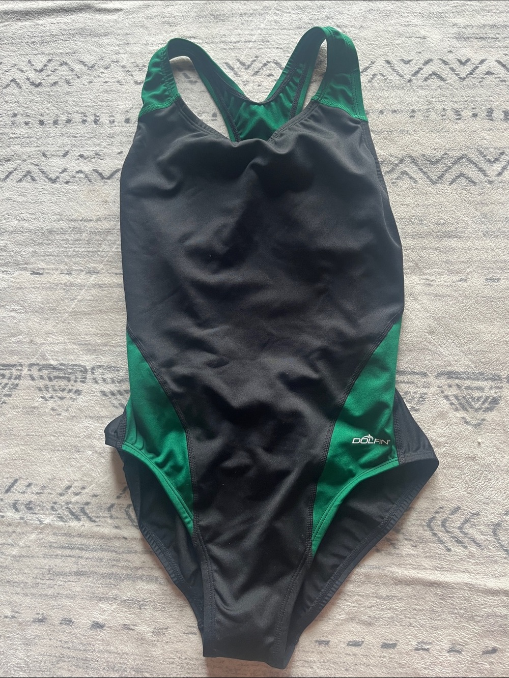 Dolfin Black and Green Racerback Training Swimsuit